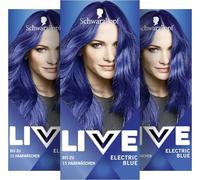 Tinte semipermanente Schwarzkopf LIVE Ultra Brights 095 Electric Blue (3 x 142,5 ml), coloración para obtener resultados de color intensos o pastel, dura 12 - 15 lavados con acondicionador