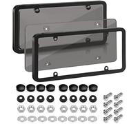 Tinted License Plate Cover, 2 Pack, Durable Clear & Smoked License Plate Protector for Car, Truck, SUV | Anti-Scratch High-Strength Frame | Universal Fit Easy Install (Dark)