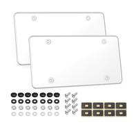 Tinted License Plate Cover 2 Pack - Durable Clear & Smoked License Plate Protector for Car, Truck, SUV - Scratch-Resistant Frame, Universal Fit, Easy Install, Stylish Auto Accessories (Clear)