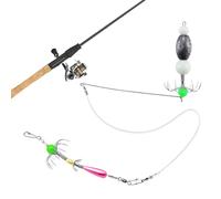 Tintenfisch-Jighaken - Leuchtender Jighaken, Tintenfischköder, rostfreier Widerhaken, realistische Schwimmbewegung, hochfester Metallkörper | Für Angelausrüstung im Meer, Fluss, See, Boot, Ufe