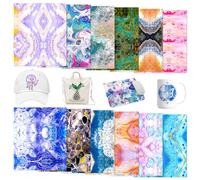 Tintnut Hojas de tinta de transferencia infusible de mármol líquido, 12 hojas de 12 x 10 pulgadas, paquete de papel de transferencia de sublimación con patrón de acuarela compatible con Cricut para