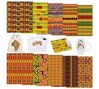 Tintnut Kwanzaa - Hojas de transferencia de tinta infusible, 10 hojas de 12 x 10 pulgadas, paquete de papel de transferencia de sublimación impreso con patrón Kente compatible con Cricut para tazas,