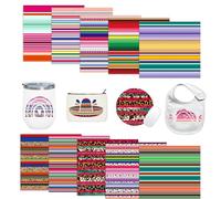 Tintnut Papel de transferencia de sublimación de rayas mexicanas, 10 hojas de tinta de transferencia de sublimación de patrón de rayas de 12 x 10 pulgadas, compatibles con Cricut o Silhouette