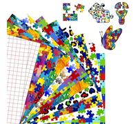 Tintnut Rompecabezas de acuarela de vinilo permanente, 10 hojas de 12 x 10 pulgadas, impermeables, autoadhesivas, concienciación sobre el autismo, juego de hojas de vinilo permanente para exteriores