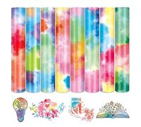 Tintnut Tie dye Heat Transfer Vinyl - 8 hojas de arco iris HTV Iron On Vinilo-10×12 pulgadas Nubes HTV Vinilo para camiseta, tela de acuarela HTV Iron on Vinilo para T-Shirt DIY