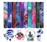 Tintnut Vinilo de transferencia de calor de galaxia, paquete de 10 hojas de 10 x 12 pulgadas, fondo de cielo estrellado HTV para planchar en vinilo, nubes de acuarela estampadas para bricolaje,