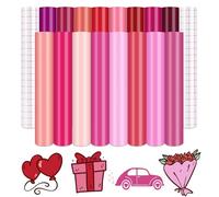 Tintnut Vinilo permanente rosa - 16 piezas de vinilo adhesivo rosa intenso de 12 x 10 pulgadas, vinilo adhesivo rosa claro para exteriores, vinilo autoadhesivo para decoración del hogar, vinilo