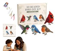 Tiny 3D Beaded Animal DIY Craft Kit for Adults and Kids, Handmade Beadwork Embroidery Set with Detailed Instructions, Cute Creative Gift for Craft Lovers (Backyard Birds)