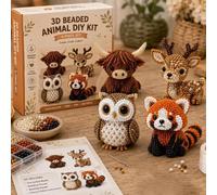 Tiny 3D Beaded Animal DIY Kit, Lindos Animales Kit De Bordado Con Cuentas Para Principiantes, Sets De Manualidades Con Abalorios De Animales Con Instrucciones, Para Niños, Adultos, Principiantes(A)