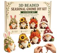 Tiny 3D Beaded Gnome DIY Kit, 4pcs Gnome Designs Beadwork Kit, Cute Dwarf Beading Embroidery Craft Set, Creative DIY Decoration with Colorful Beads and Instructions for Beginners and Craft Enthusiasts