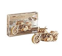 Revell 00614 - Tiny Adventures - Moto Cruiser V-Twin - Kit de modelo de madera a escala 1:13 - con motor Pull Back & Go - Longitud 18 cm