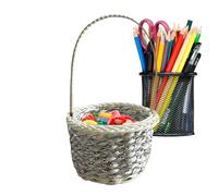 Tiny Basket, imitación Rattan Mini Storage Baskets, 10 x 6 x 13 cm, 3,94 x 2,36 x 5,12 pulgadas, a mano decorativo contenedor para boda, Navidad, decoración del hogar