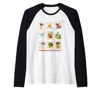 Tiny Bird Big Dreams - Sello de pájaro Vintage Camiseta Manga Raglan
