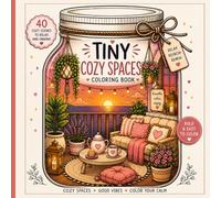 Tiny Cozy Spaces Coloring Book: 40 Cute & Relaxing Cozy Jar Scenes Bold & Easy Coloring for Stress Relief and Mindful Coloring,Cozy Rooms,