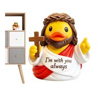 Tiny Cross Religious Statue, Jesus Duck Christian Decor, Little Jesus, Miniature Faith-Based Decorative Ornament, Whimsical Spiritual Tabletop Figurine For Easter Thanksgiving Birthday Wedding