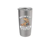 Tiny Dinosaur Humans Hurt Head Happy Bearded Dragon Lover Vaso térmico de acero inoxidable de doble pared