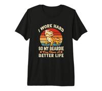 Tiny Dinosaur Retro Vintage Work Hard Bearded Dragon Lover Camiseta Premium