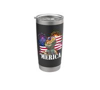 Tiny Dinosaur USA Flag 4th July Merica Bearded Dragon Lover Vaso térmico de acero inoxidable de doble pared