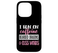 Tiny Dinosaur Womens Run On Caffiene Bearded Dragon Lover Carcasa para iPhone 14 Pro