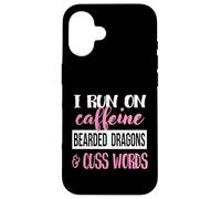 Tiny Dinosaur Womens Run On Caffiene Bearded Dragon Lover Carcasa para iPhone 16