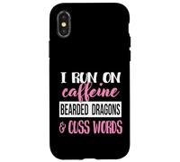Tiny Dinosaur Womens Run On Caffiene Bearded Dragon Lover Carcasa para iPhone X/XS