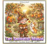 Tiny Enchanted Worlds Grayscale Coloring Book for Adults: Featuring Whimsical Gnomes, Forest Spirits, Magical Creatures, Cozy Miniature Villages, and ... (Magical Creatures and Fantasy Adventures)