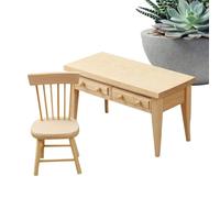 Tiny Furniture, 1/12 Escala Miniature Table and Chair Set, 1,65 x 1,38 x 3,23 pulgadas Pretend Play Mini Ornaments Decor Accessories for Toy Display, Architectural Model, Fairy Gardens
