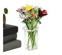 Tiny Glass Flowers in Vase, 11 Piece Cute Small Table Centerpiece, 2.17x1.02 Inches Crystal Ornament, Comfort Aid with Holiday Style, Supply with Bedroom Use, Home Accessories for Mother’s Day Office