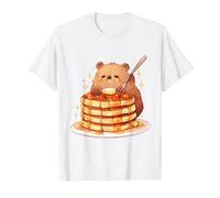 Tiny Happy Quokka Torre de panqueques Kawaii Lindo Arte Animal Camiseta gráfica económica, Hombre, Blanco, M