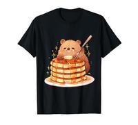 Tiny Happy Quokka Torre de panqueques Kawaii Lindo Arte Animal Camiseta gráfica económica, Hombre, Negro, L