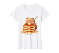 Tiny Happy Quokka Torre de panqueques Kawaii Lindo Arte Animal Camiseta gráfica económica, Mujer, Blanco, L
