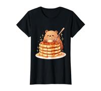 Tiny Happy Quokka Torre de panqueques Kawaii Lindo Arte Animal Camiseta gráfica económica, Mujer, Negro, S