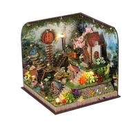 Tiny House Kit, 7.87x7.68x7.68 pulgadas Modelo de casa hecha a mano para construcción creativa, miniatura con diseño detallado, accesorio de exhibición para biblioteca de librerías Holiday Aroom Books