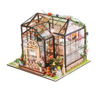 Tiny House Kit - Modelo de invernadero de madera DIY para manualidades, decoración del hogar con pegamento para muebles y herramientas, miniatura hecha a mano para proyectos de adultos, acabado de