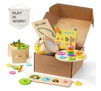 Tiny Land Juego Montessori Bebés 13-15 Meses - Tambor, Juego Zanahorias, Plato Apilable Emparejamiento Color, Rompecabezas Tamaño, Libro Cartón Colorido