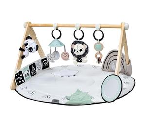 Tiny Love Luxe Developmental Gymini, Gimnasio de actividades con música para bebés, desde 0 meses, 20 actividades, juguete musical portátil, 12 tarjetas de hitos, Black & White Décor