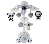 Tiny Love Soothe 'n Groove Móvil, Móvil Cuna Bebé Musical 2 en 1, 0+ Meses, Convertible en Caja Música Portátil Independiente, Estimulación Visual, 18 Melodías, Black&White Decor