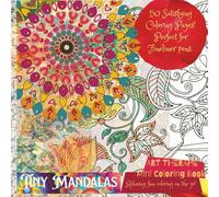 "Tiny Mandalas" Mini Coloring Book; Pocket Sized 6x6"; 50 Coloring Pages: 'Art Therapie' Series; Square Mandalas with Borders to Color!