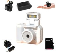 Tiny Nostalgic Camera, 2025 New Tiny Nostalgia CAM, 1080p HD Mini Keychain Camera,with 90° Flip Flash,with 64GB SD Card Six Filters,1.44 in HD Screen,Tiny Nostalgic Camera (White 16G)