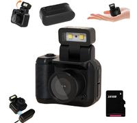Tiny Nostalgic Camera, 2025 New Tiny Nostalgia CAM, 1080p HD Mini Keychain Camera,with 90° Flip Flash,with 64GB SD Card Six Filters,1.44 in HD Screen,Tiny Nostalgic Camera (Black 16G)