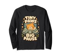 Tiny Paws Big Pause Gato Siesta Calma Manga Larga