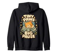 Tiny Paws Big Pause Gato Siesta Calma Sudadera con Capucha