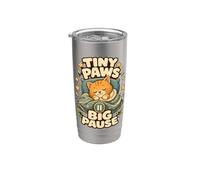 Tiny Paws Big Pause gato siesta calma Vaso térmico de acero inoxidable de doble pared