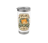 Tiny Paws Big Pause gato siesta calma Vaso térmico de acero inoxidable de doble pared