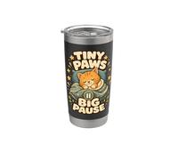 Tiny Paws Big Pause gato siesta calma Vaso térmico de acero inoxidable de doble pared