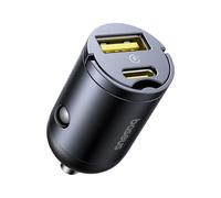 Cargador de coche USB-A USB-C de 30 W - Negro