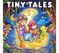 Tiny Tales Mini Fantasy Coloring Book: Magical Moon Cover Version for Teens and Adults featuring Cute Dragons and Girls with Cozy Dreamy Moments