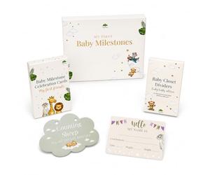 Tiny Trees Juego de regalos para baby shower, diseño premium en el Reino Unido, incluye tarjetas de hito, separadores de armario, regalos para bebés para nuevos padres, bebé niño o niña