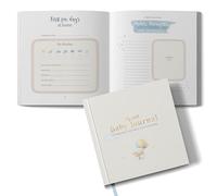 Tiny Trees® Libro de recuerdos para bebé, diario de primer año para bebé, 51 páginas, regalo para baby showers, diario de padres para futuras madres, padres y familias, hitos y celebraciones mensuales