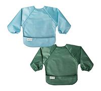 Tiny Twinkle - Baberos impermeables de manga larga para niños con bolsillo resellable, baberos de viaje de 2 a 4 años, paquete de 2